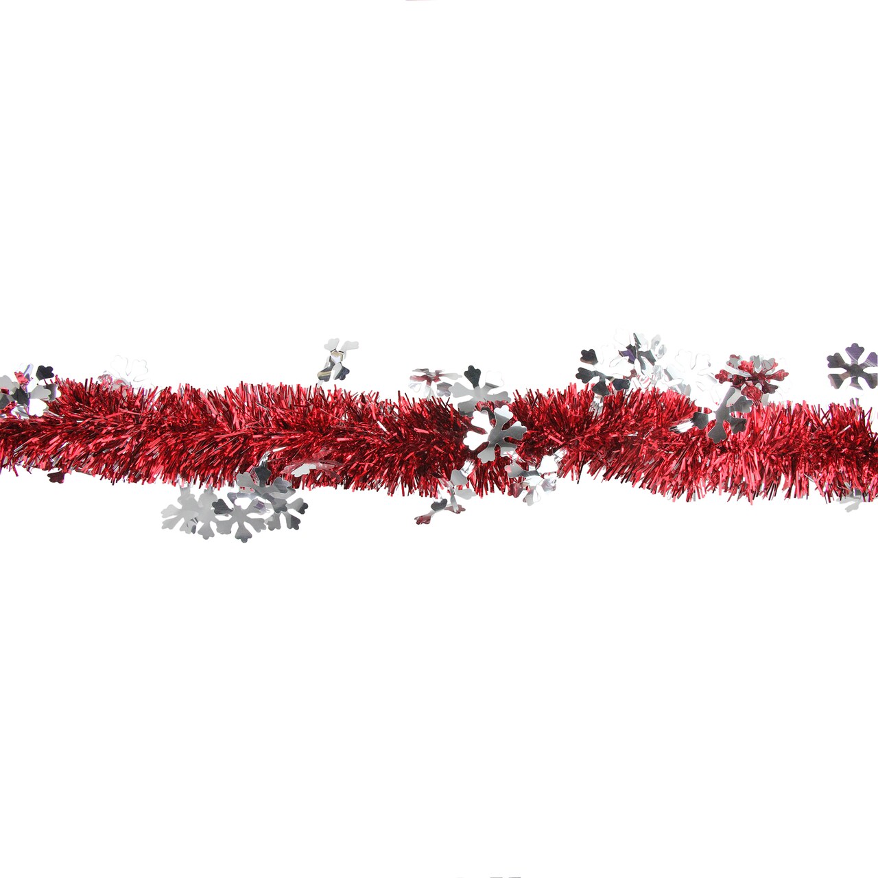 Northlight Tinsel with Snowflakes Artificial Christmas Garland - 12' x 3" - Red and Silver - Unlit